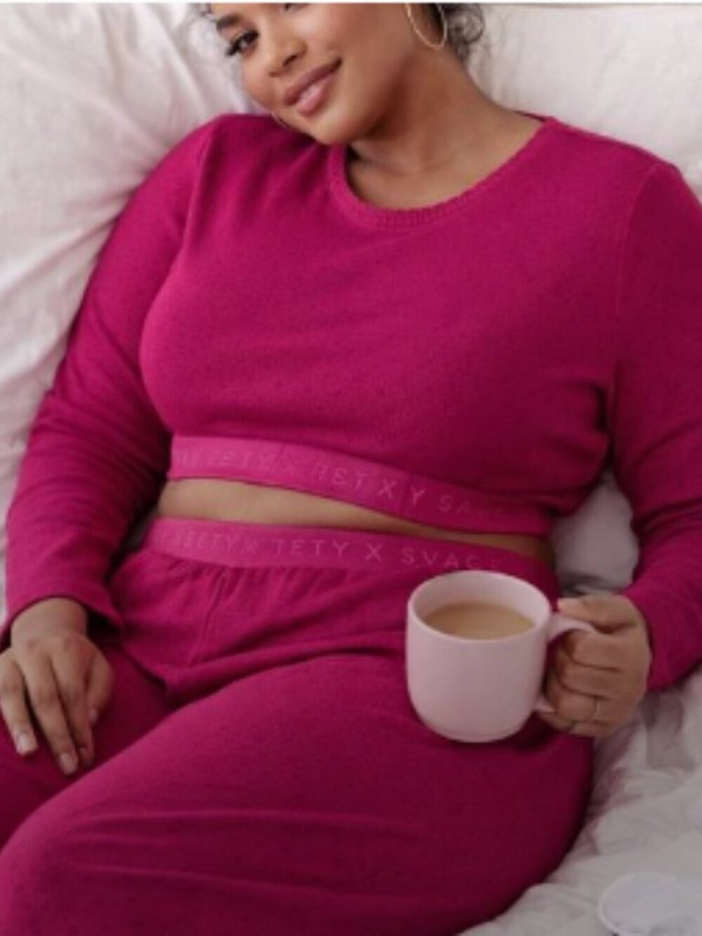 Savage X Fenty Fuchsia Cozy Lounge Set 2X Lightweight Cotton Breathable Eyelit